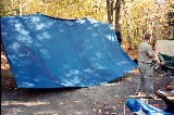 Drying the bottom of the tent.